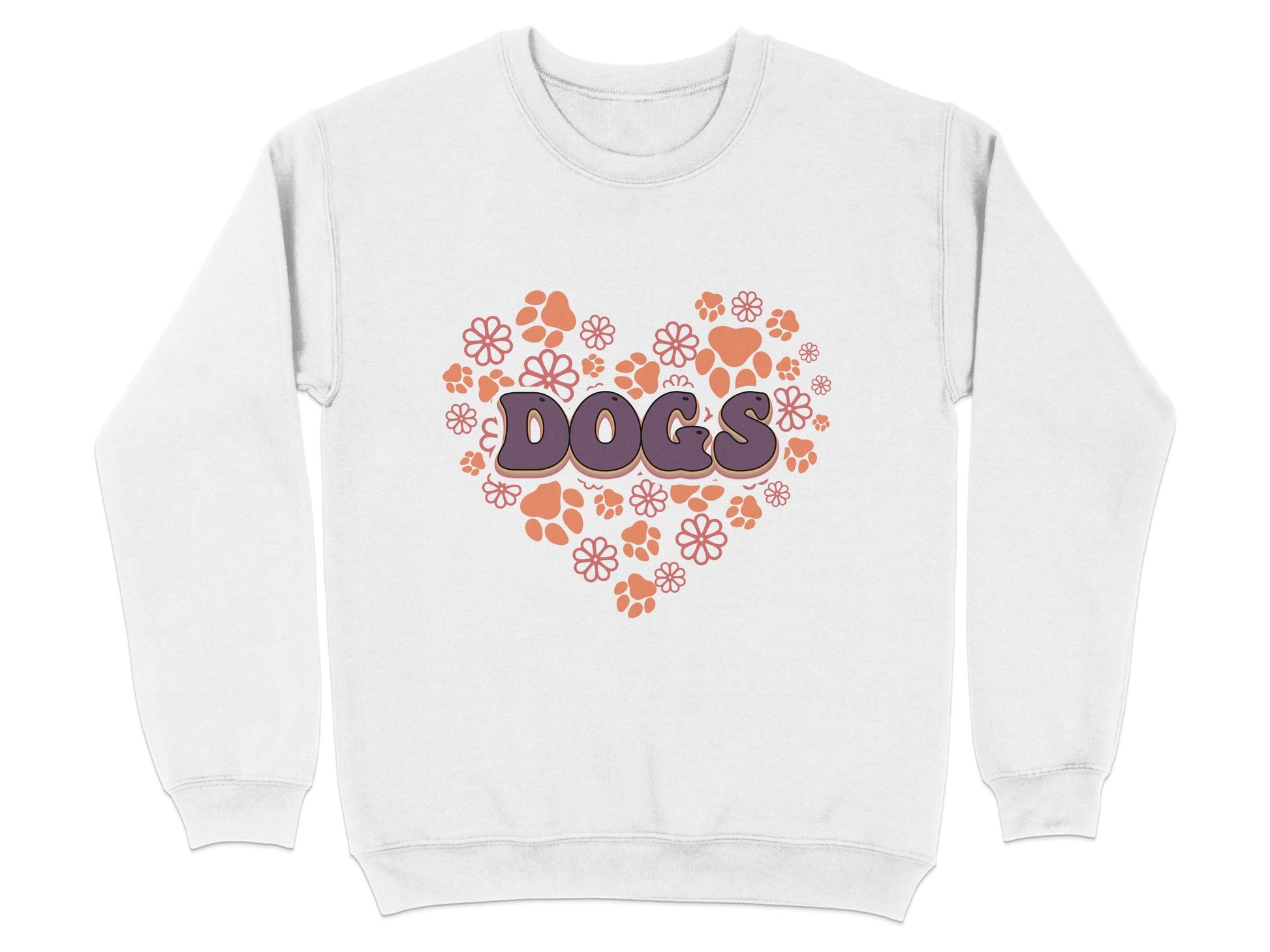 Retro Dogs Heart with Paw Prints and Flowers Design Sweater - Design & Vybe
