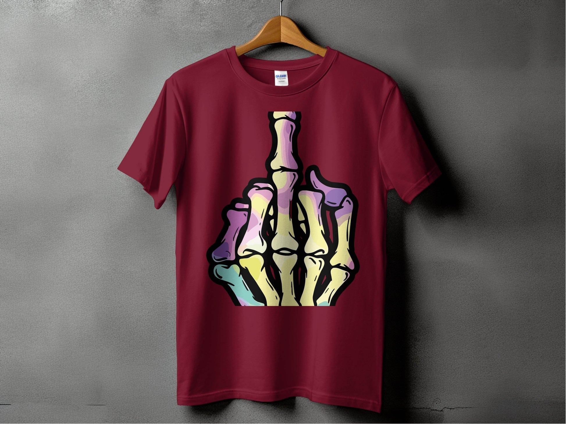 Colorful Skeleton Hand Gesture Graphic T-Shirt - Design & Vybe