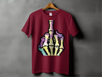 Colorful Skeleton Hand Gesture Graphic T-Shirt - Design & Vybe