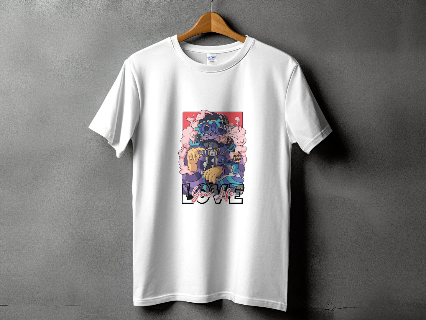 Love Your Life Robot Style Cartoon Graphics T-Shirt - Design & Vybe