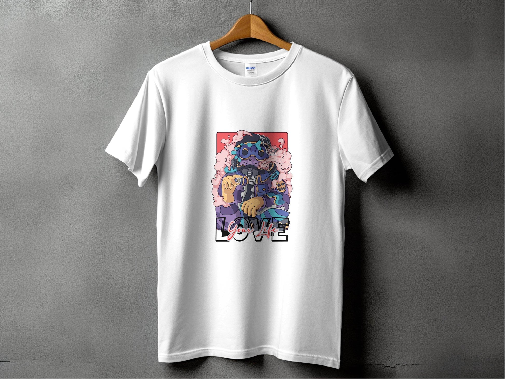 Love Your Life Robot Style Cartoon Graphics T-Shirt - Design & Vybe