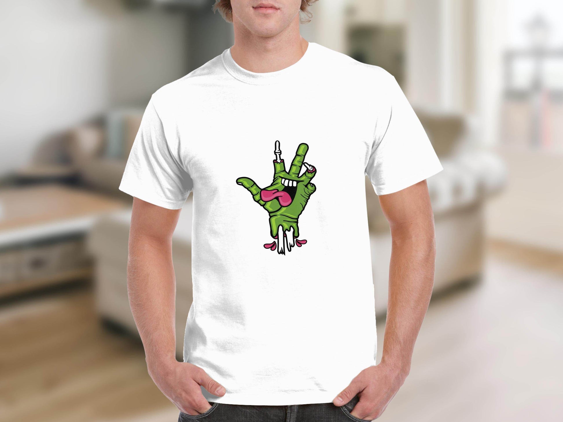 Zombie Hand Peace Sign Cool Graphic Design T-Shirt - Design & Vybe