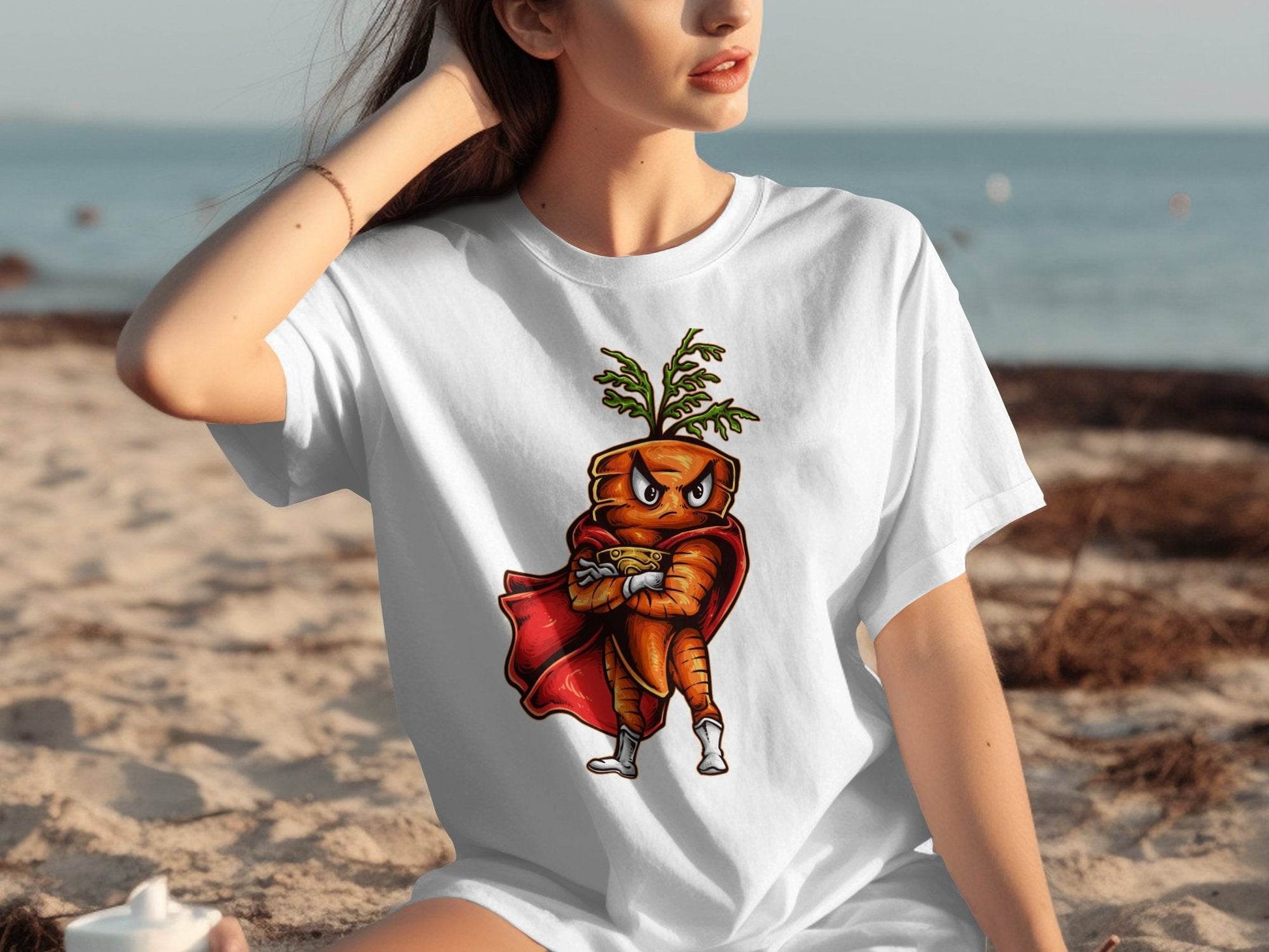 Superhero Carrot Character Print T-shirt product