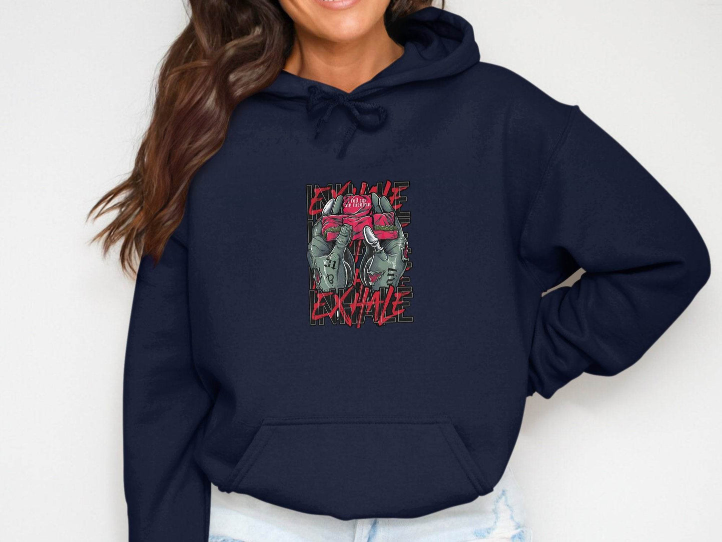 Inhale Exhale I Roll Up My Medicine Graphic Design Hoodie - Design & Vybe