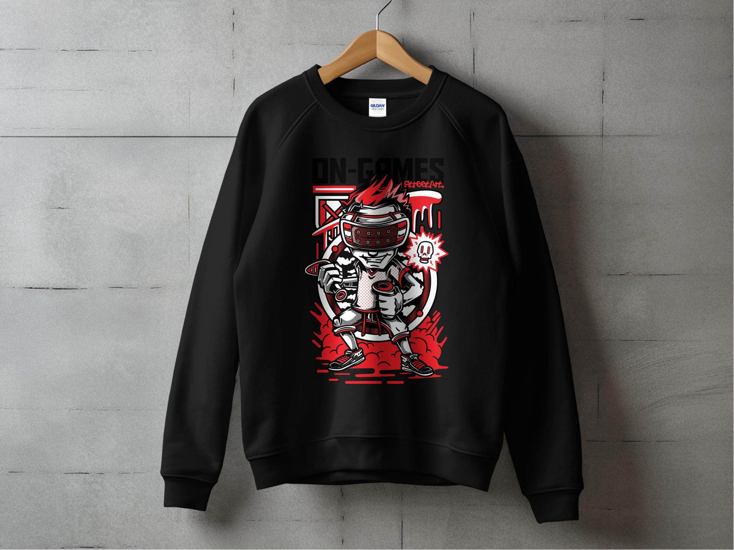 On Games Vr Gaming Schoolart Skull Graphic Design Sweater - Design & Vybe