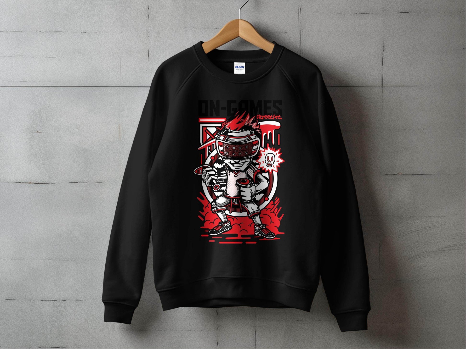 On Games Vr Gaming Schoolart Skull Graphic Design Sweater - Design & Vybe