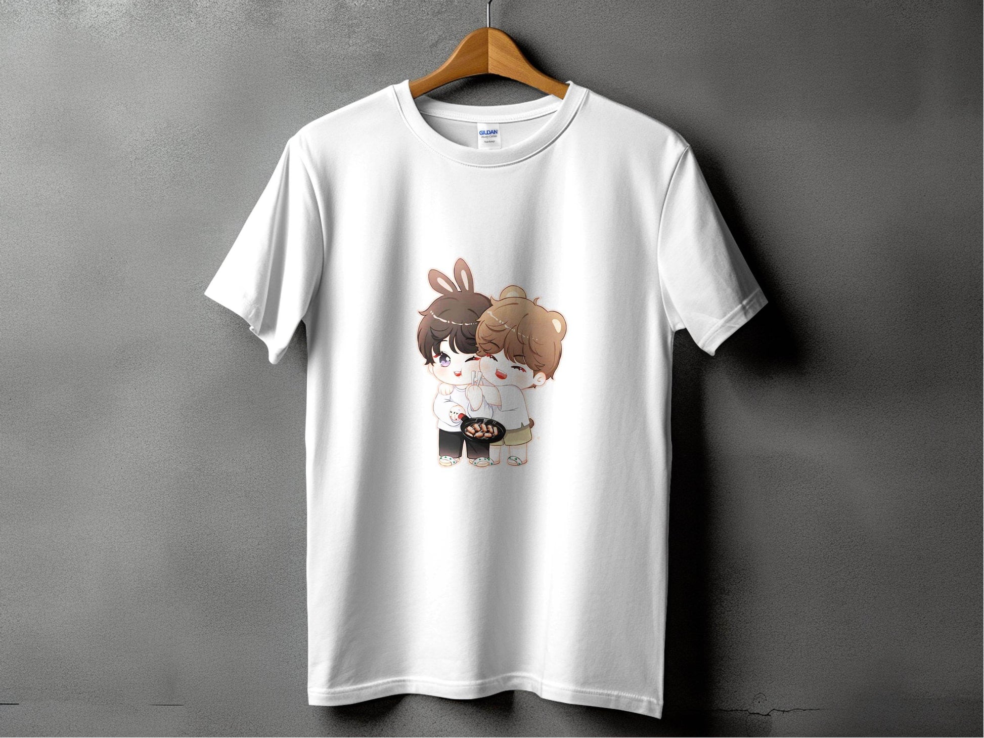 Cute Bunny Bear Cartoons Cooking Together T-Shirt - Design & Vybe