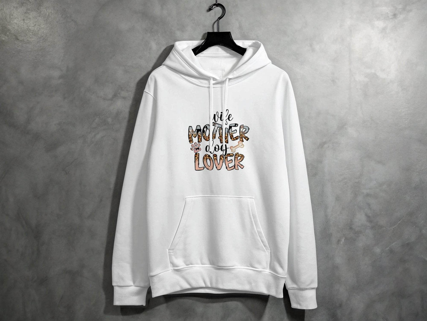 Wife Mother Dog Lover Animal Print Bone Graphic Hoodie - Design & Vybe