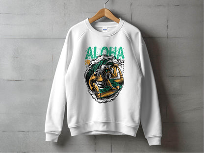 Aloha Zeus God Surf Design Graphic Artistic Sweater - Design & Vybe