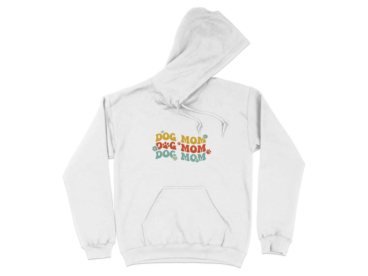 Dog Mom Retro Style with Flowers and Paw Prints Hoodie - Design & Vybe