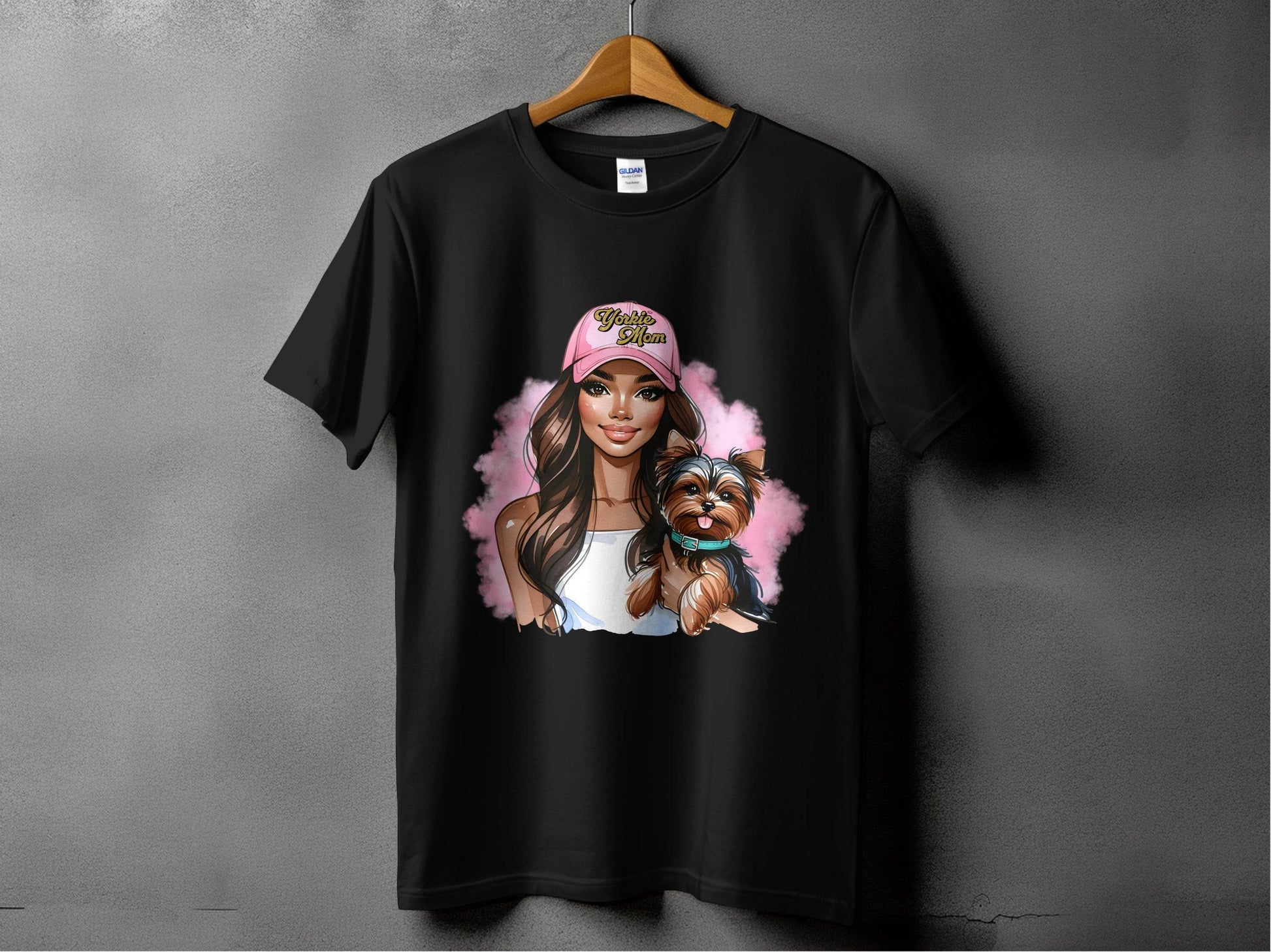 Yorkie Mom Hat with Adorable Dog Illustration T-Shirt - Design & Vybe