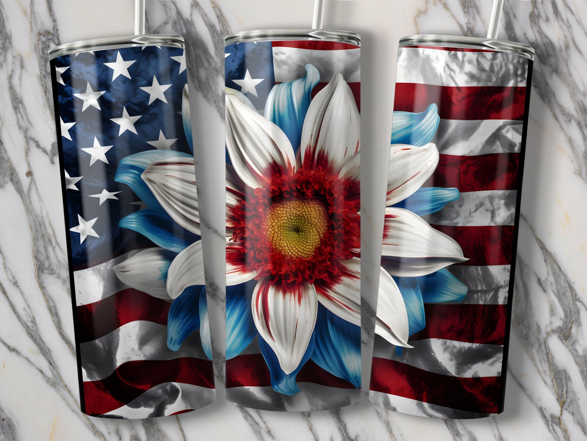 Patriotic Flower Design American Flag Tumbler product type