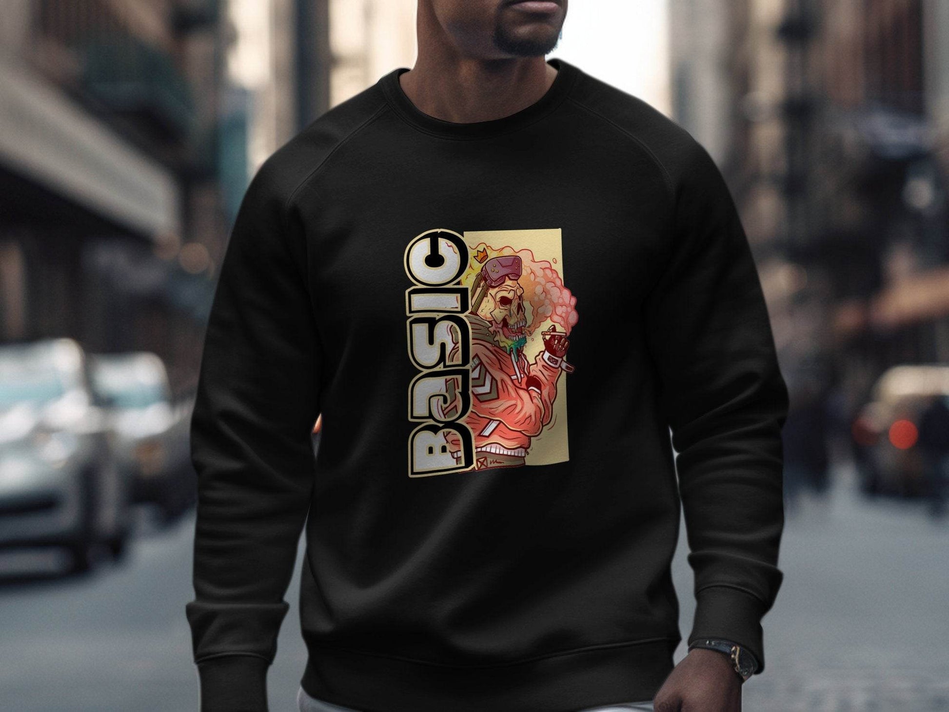 Basic Smoking Skeleton in VR Headset and Crown Sweater - Design & Vybe