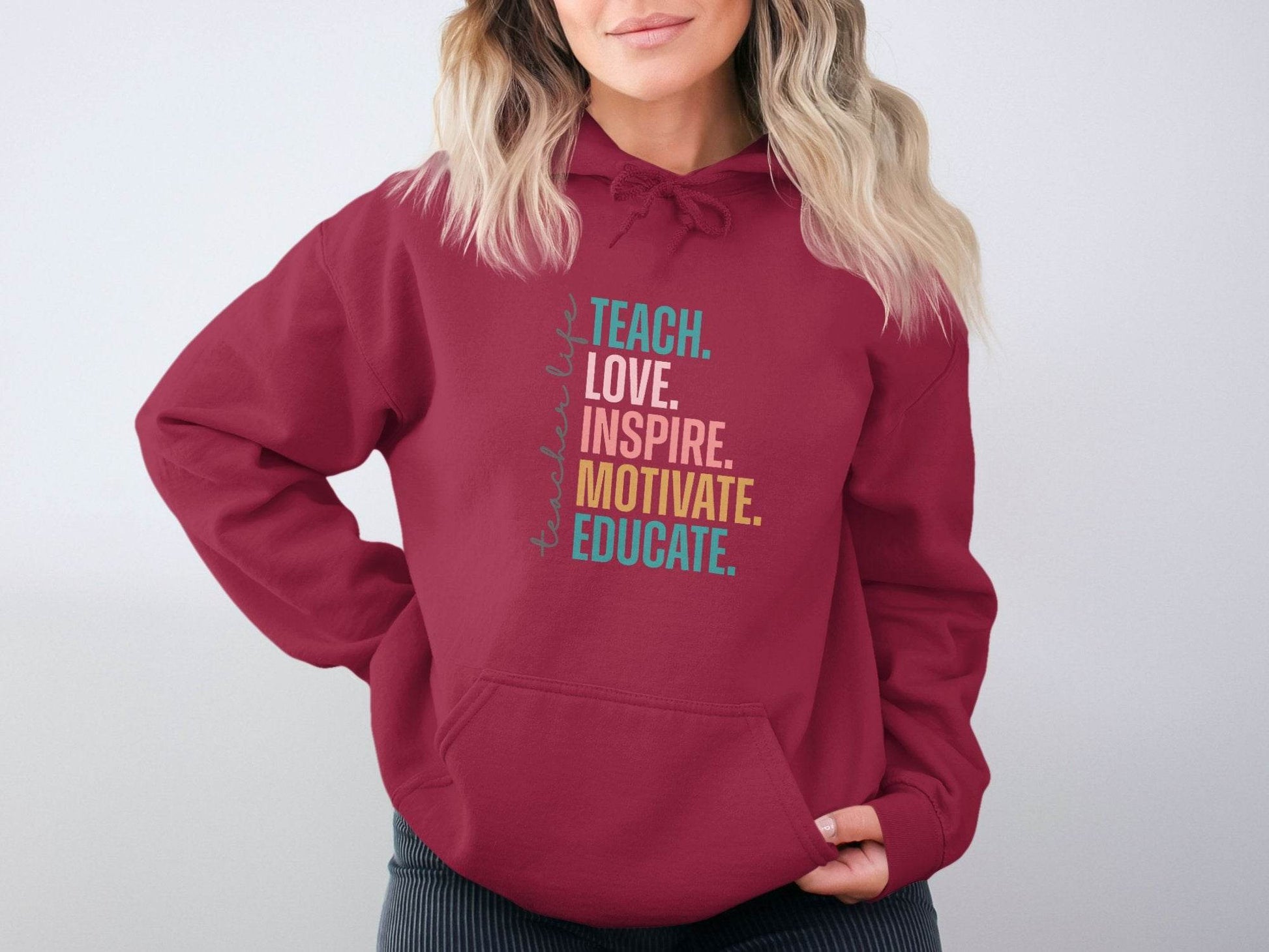 Teach Love Inspire Educate Teacher Life Hoodie - Design & Vybe
