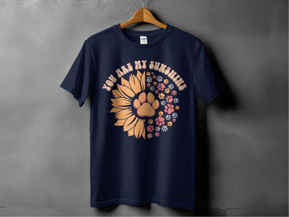 You Are My Sunshine Sunflower Paw Pattern Graphic T-Shirt - Design & Vybe
