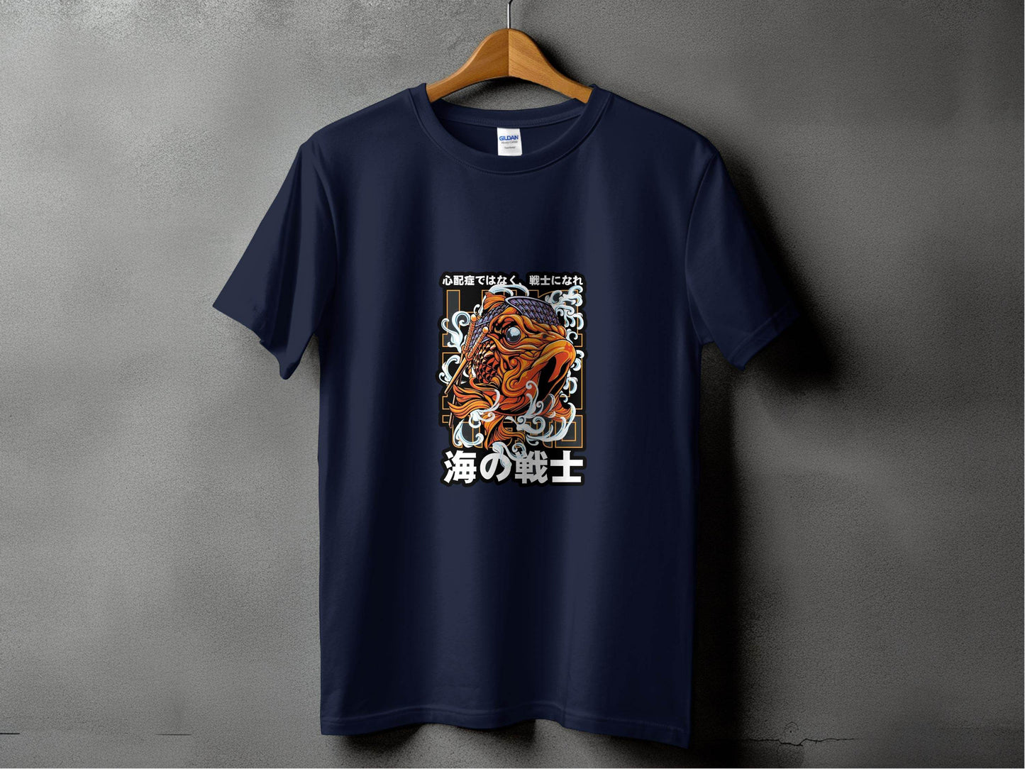 Fish Warrior With Japanese Text Graphic T-Shirt - Design & Vybe