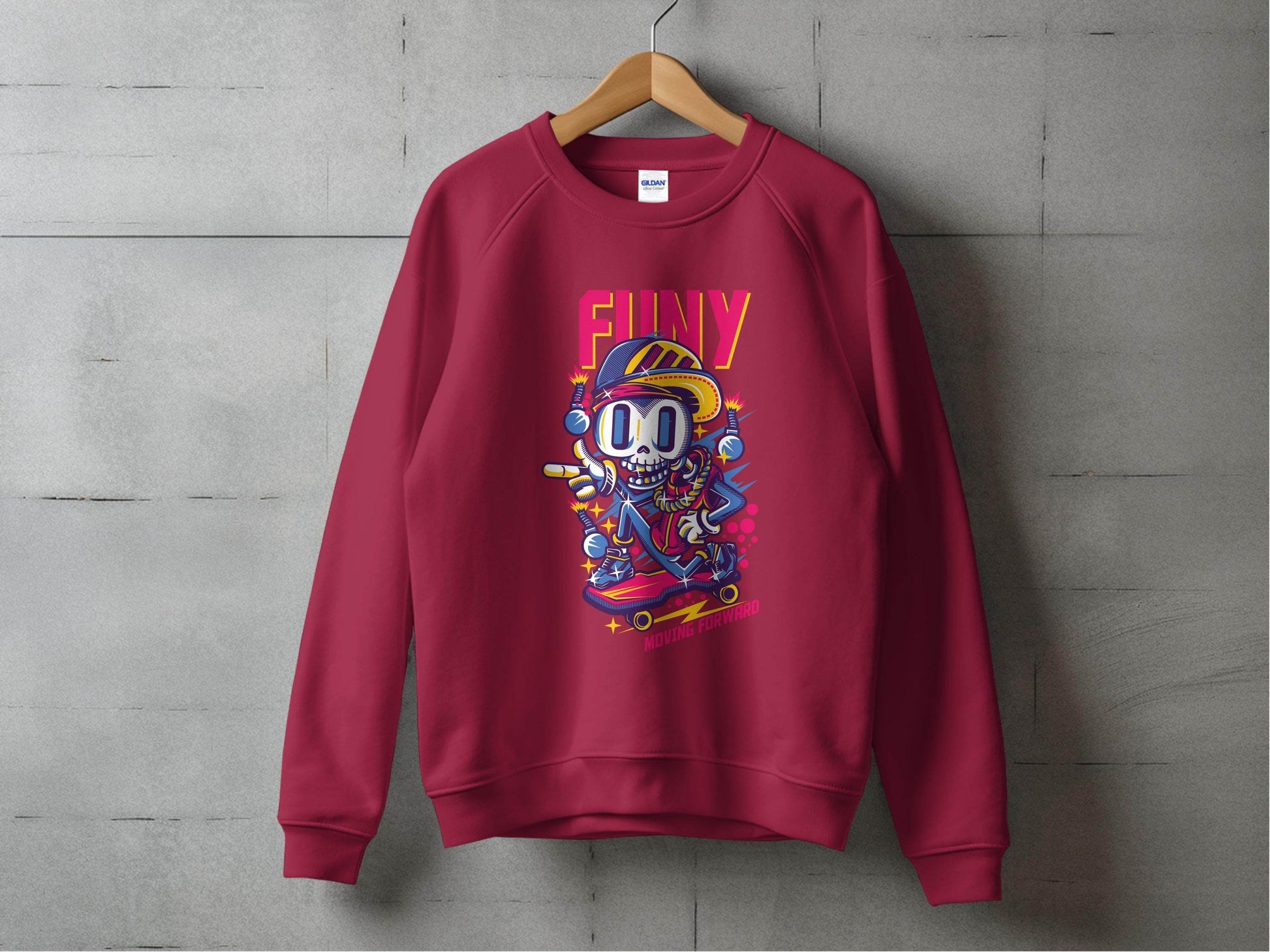 Funny Skull With Bomb On Skateboard Moving Forward Sweater - Design & Vybe