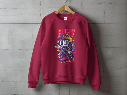 Funny Skull With Bomb On Skateboard Moving Forward Sweater - Design & Vybe