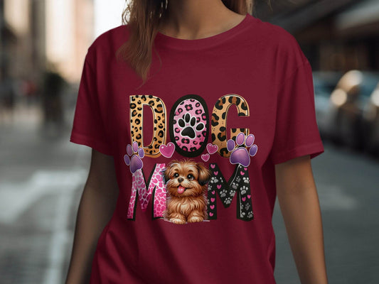 Dog Mom Cute Puppy Hearts Animal Print Design Graphic T-Shirt - Design & Vybe