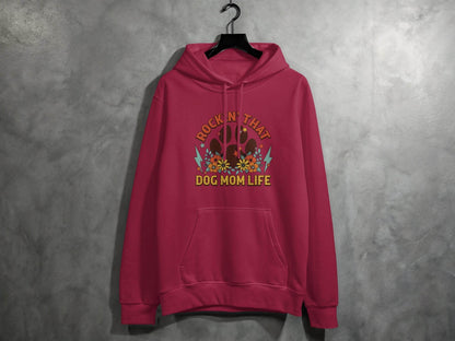 Rockin' That Dog Mom Life With Paw and Flowers Hoodie - Design & Vybe