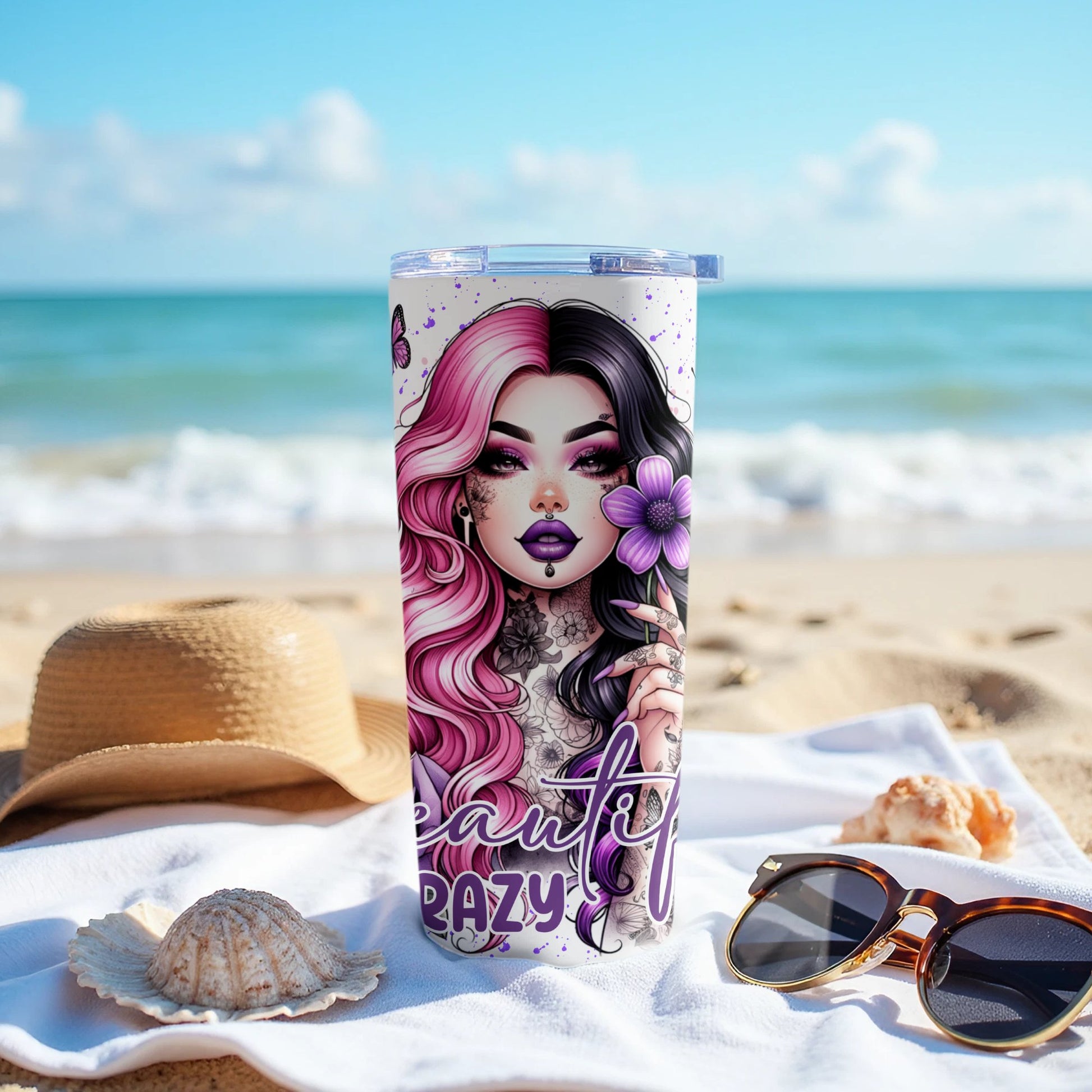 Beach Vibes Cool Tattoo Art Tumbler Ideal for Drinkware Product