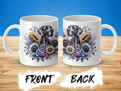 Vibrant Floral Dog Artwork Printed White Mug product type
