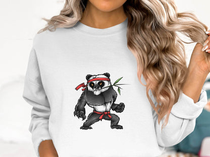 Fierce Martial Arts Panda Printed Sweater - Design & Vybe
