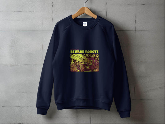 Retro Robot Invasion Graphic Beware Robots Sweaters - Design & Vybe