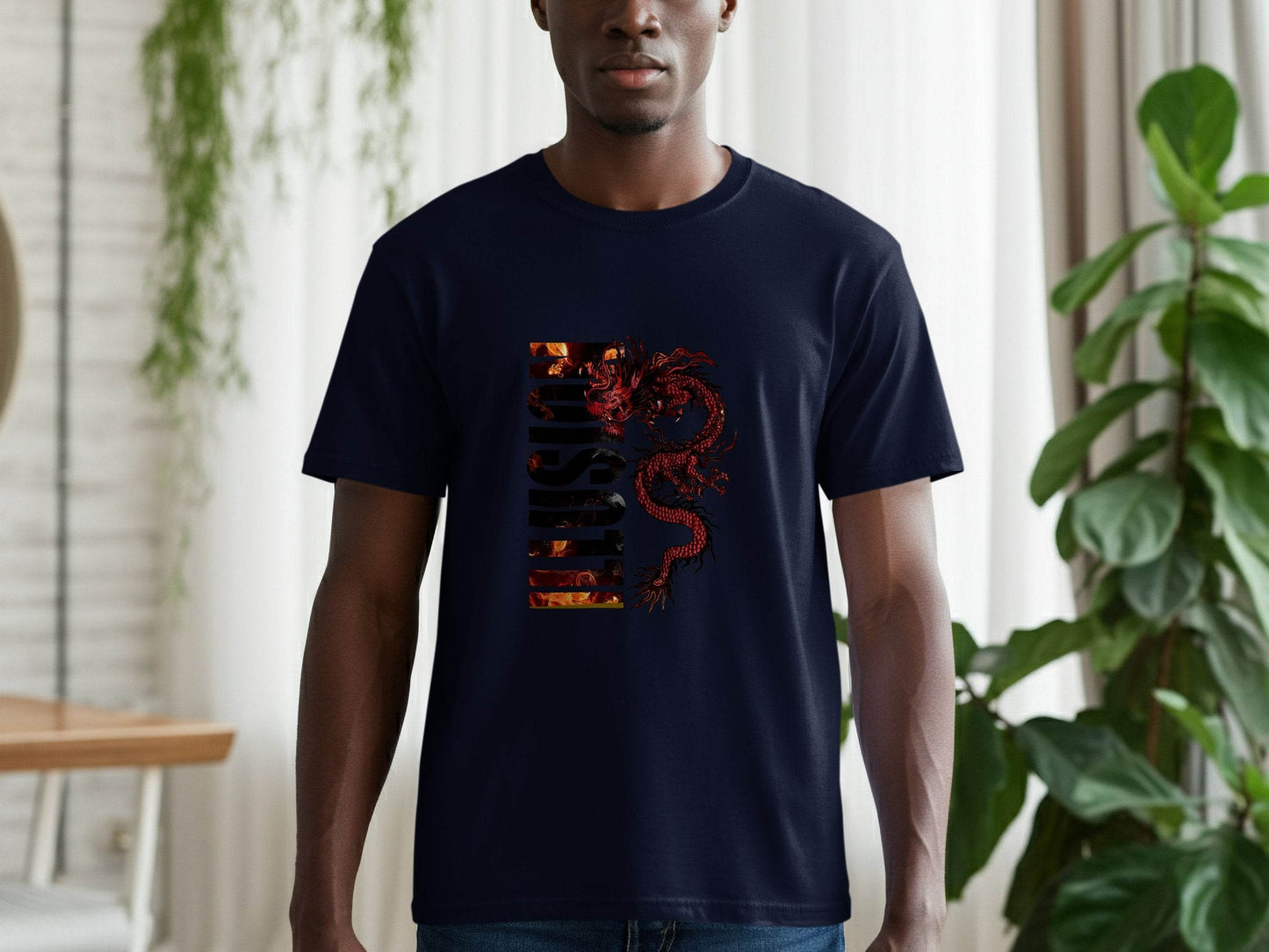 EUSTIS Dragon with Fire Text Graphic Print Design T-Shirt - Design & Vybe