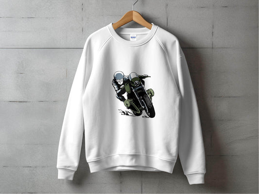Vintage Motorcycle Rider Illustration Racing Style Sweater - Design & Vybe