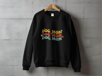 Dog Mom Retro Style with Flowers and Paw Prints Sweater - Design & Vybe