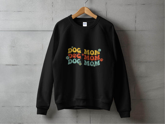 Dog Mom Retro Style with Flowers and Paw Prints Sweater - Design & Vybe