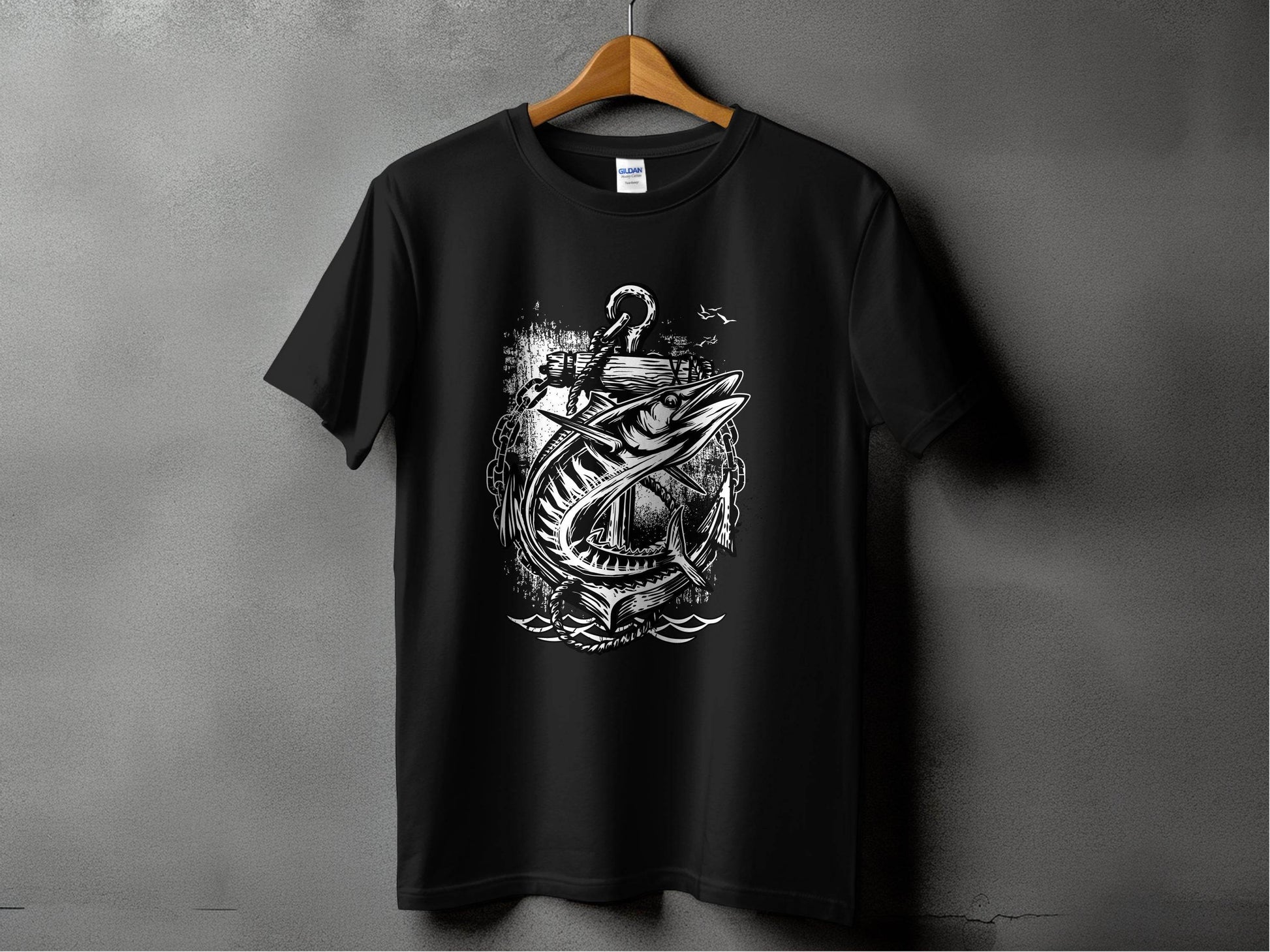 Vintage Nautical Anchor Fish Graphic Tee product type