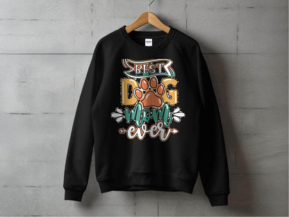 Best Dog Mom Ever Pet Paw Print Design Graphic Sweater - Design & Vybe