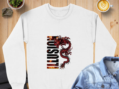 Dragon Illusion Graphic White Sweatshirt product