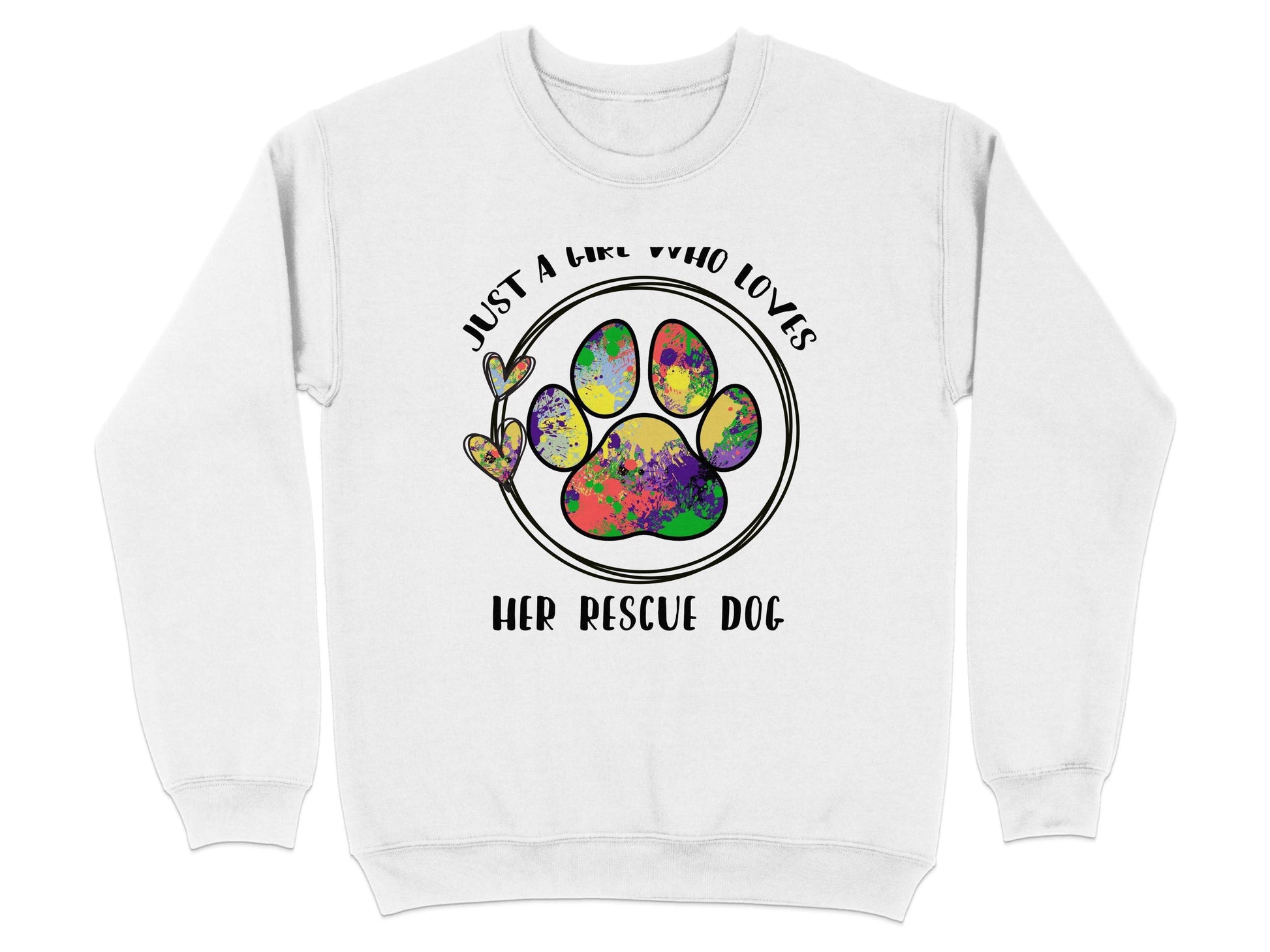 Just a Girl Who Loves Her Rescue Dog Paw Print Sweater - Design & Vybe