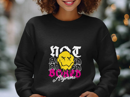 Melting Face Smiley Bored Expression Graphic Sweater - Design & Vybe