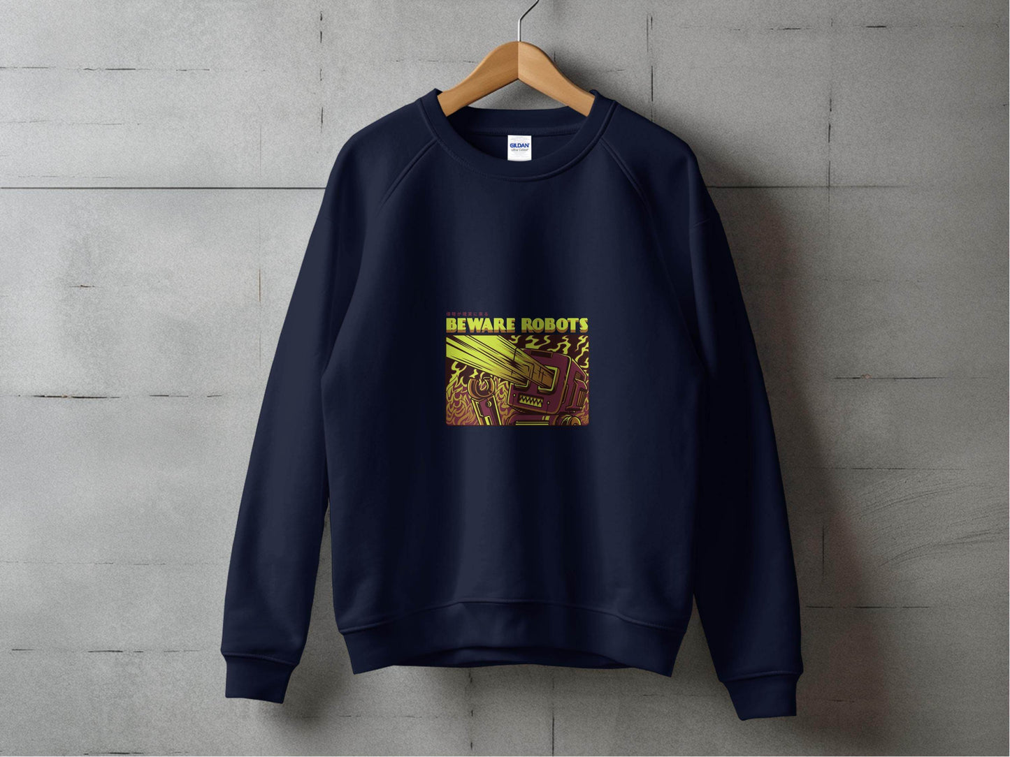 Retro Robot Invasion Graphic Beware Robots Hoodies - Design & Vybe