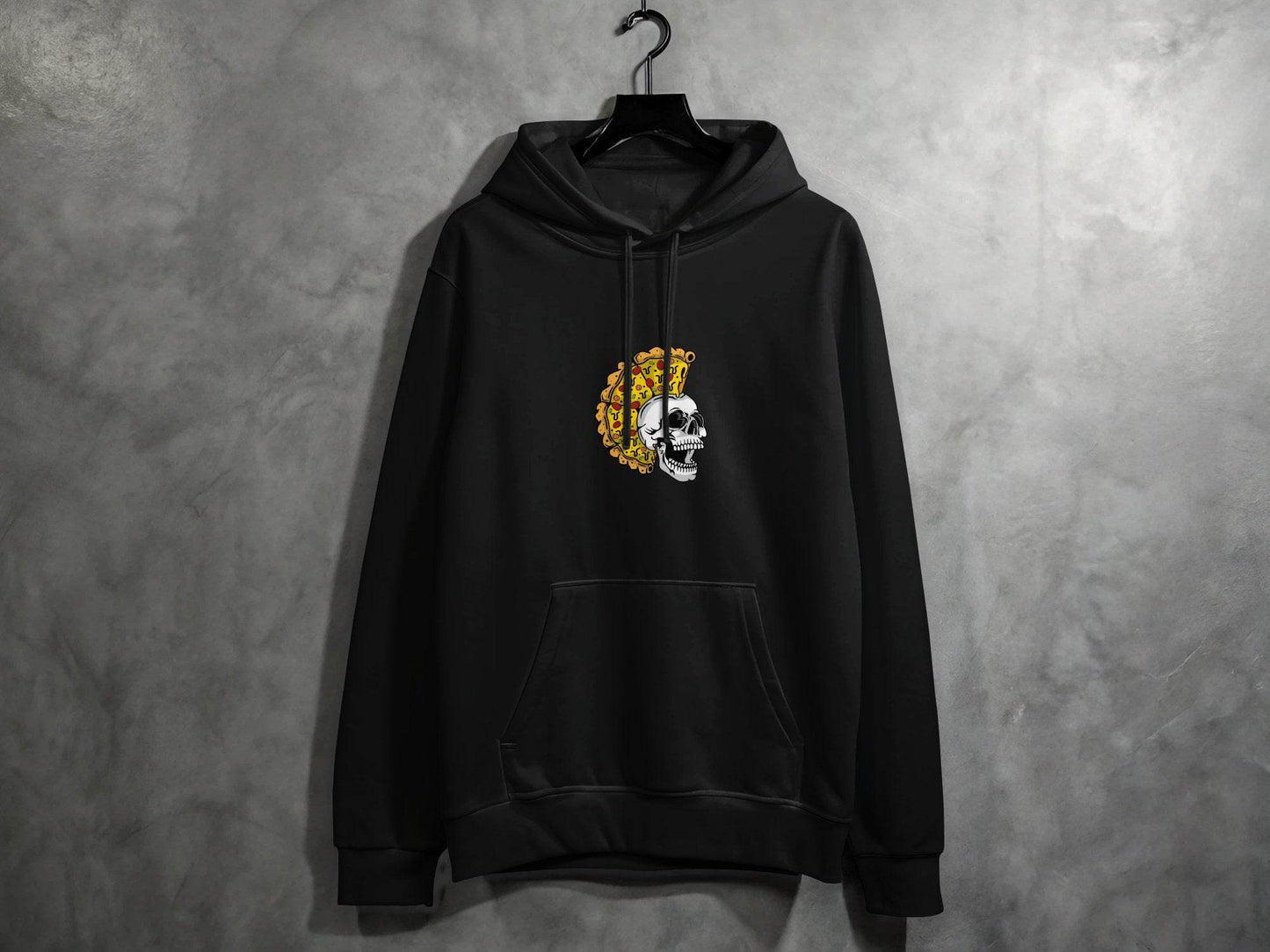 Skull with Pizza Hairstyle Graphic Novelty Design Hoodie - Design & Vybe