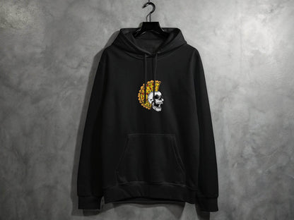 Skull with Pizza Hairstyle Graphic Novelty Design Hoodie - Design & Vybe