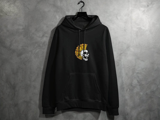 Skull with Pizza Hairstyle Graphic Novelty Design Hoodie - Design & Vybe