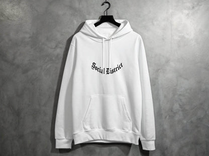 Social District Gothic Font Style Word Graphic Hoodie - Design & Vybe