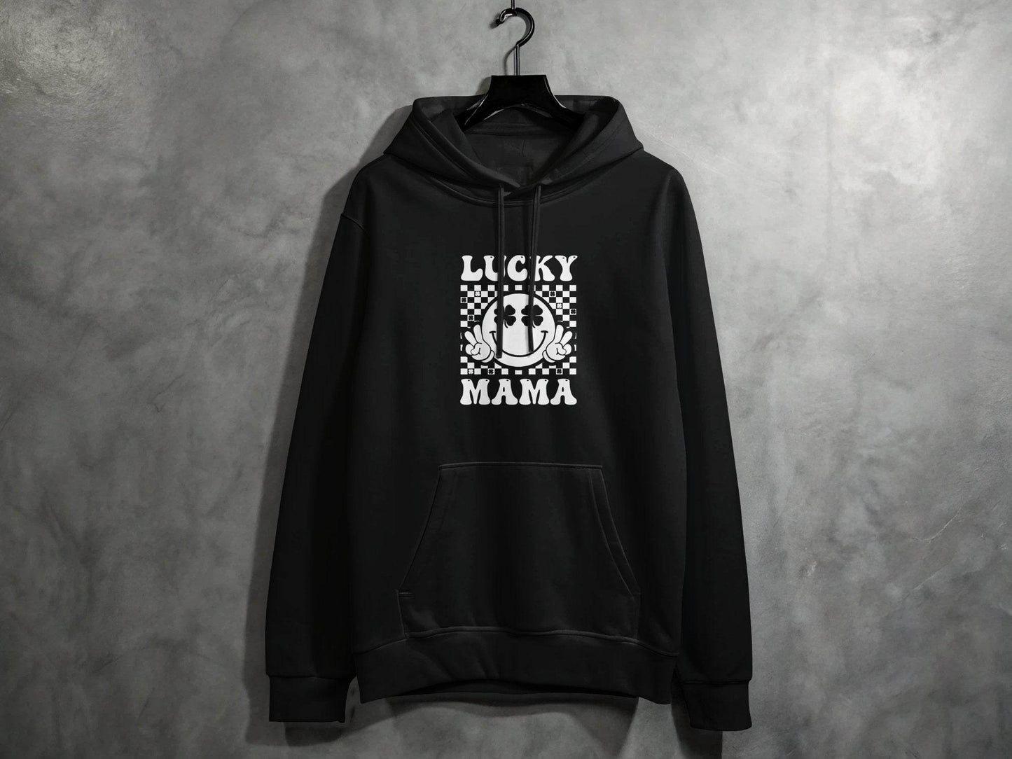 Lucky Mama St Patricks Day Design Smiley Face Hoodie - Design & Vybe