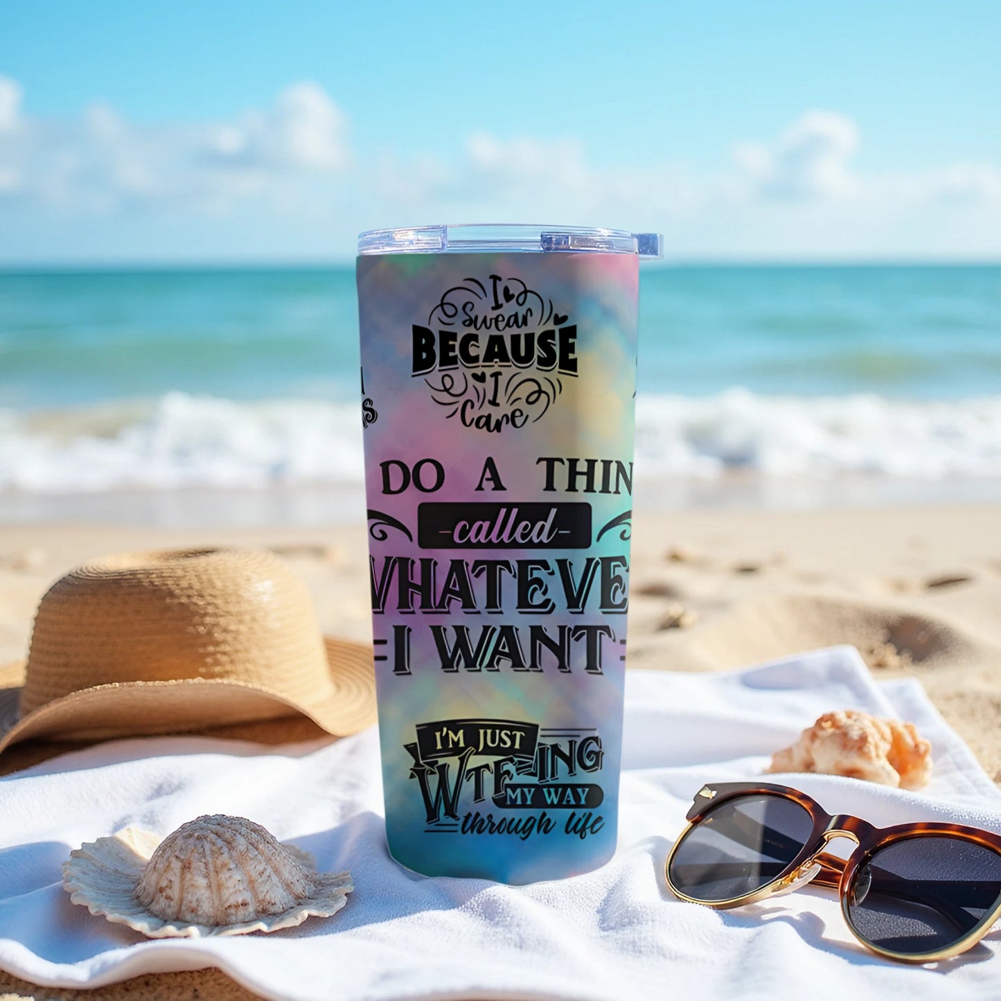 Inspirational Beach Vibes Travel Tumbler Product