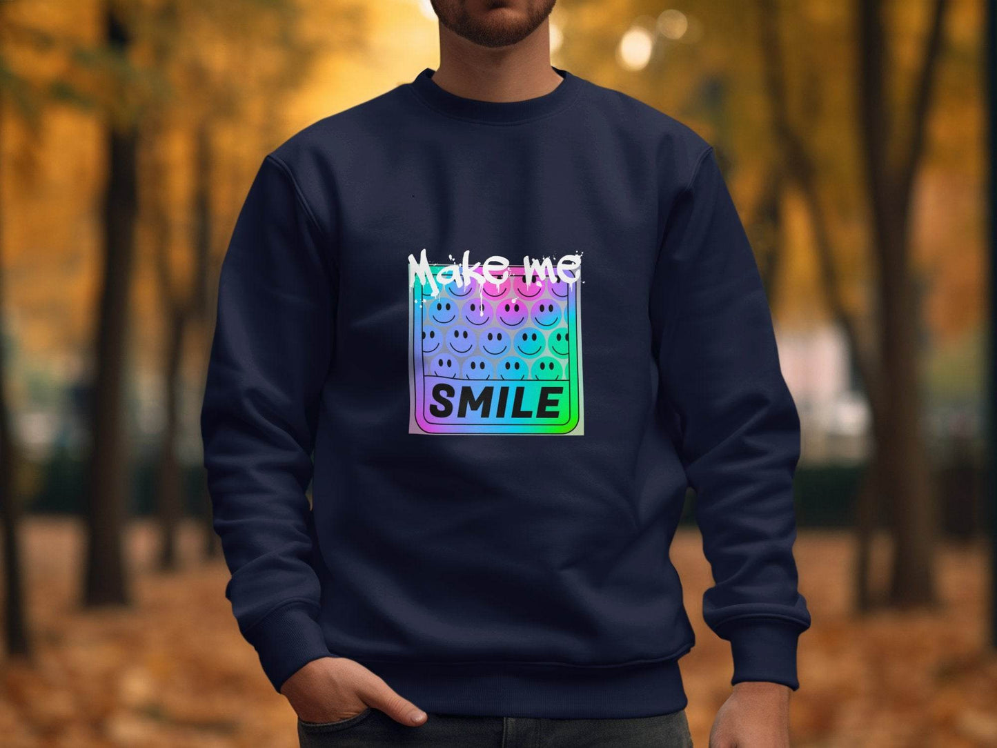 Make Me Smile Rainbow Gradient Design Graphic Sweater - Design & Vybe