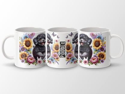 Adorable Poodle with Floral Design Coffee Mug product