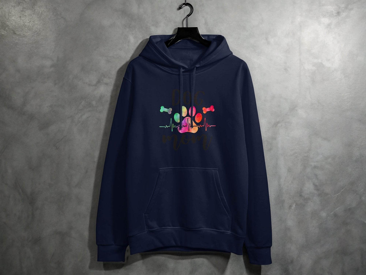 Dog Mom with Paw Print and Heartbeat Graphic Design Hoodie - Design & Vybe