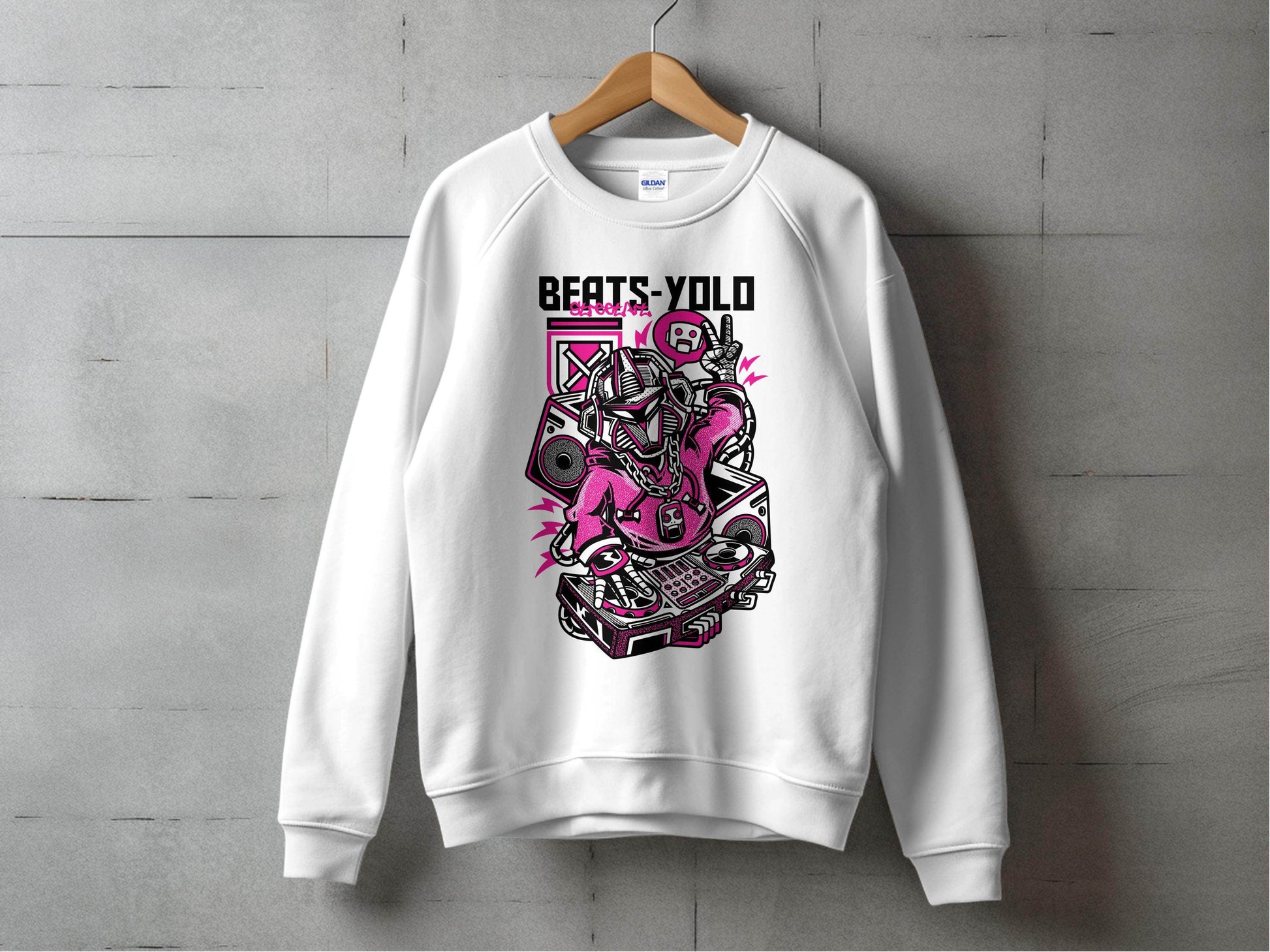 Beats Yolo Street Art Robot DJ Graphic Design Sweater - Design & Vybe