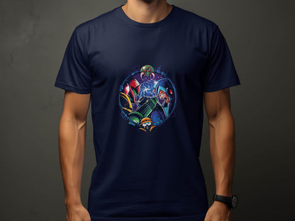 Metroid Meets Mega Man Character Design in Space T-Shirt - Design & Vybe