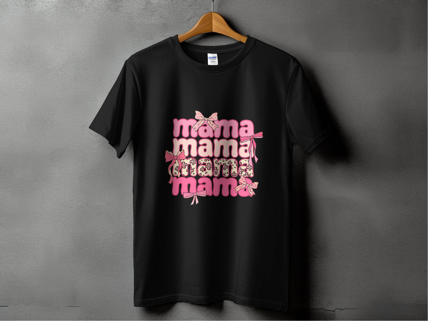 Mama Repeated With Bows Pink Themed Artwork T-Shirt - Design & Vybe